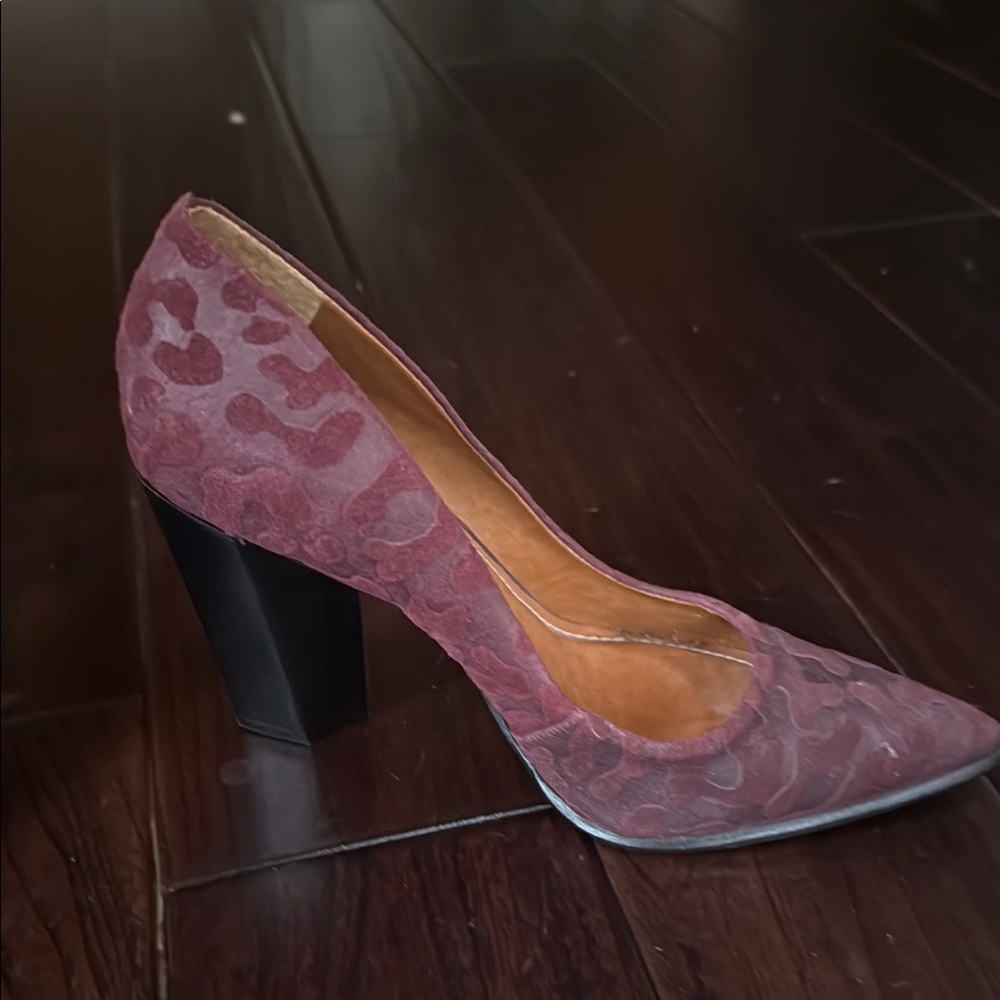 Elegant Burgundy Patterned Women's Heels